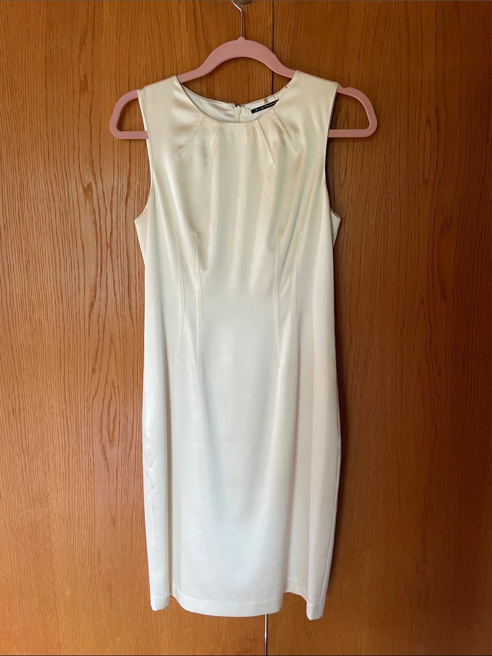 Elie Tahari Ivory Silk Sleeveless Midi Sheath Dress Size 6